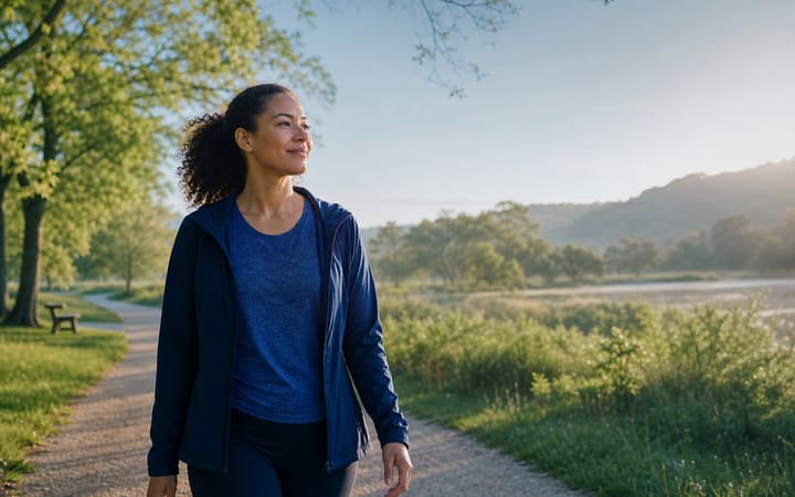 Person enjoying fresh air outdoors after choosing to stop smoking